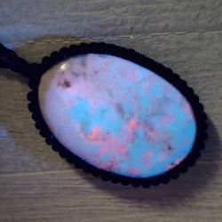 Fluorescent HACKMANITE pendant, Rare pink sodalite necklace, positive energy stone