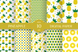 Pineapple Digital Paper Bundle. Summer Seamless Pattern
