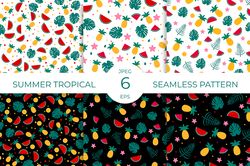 Summer tropical seamless pattern. Summer digital paper