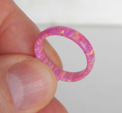 Pink ring. Solid opal ring. Narrow pink opal ring. Solid opal band.
