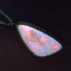 Fluorescent HACKMANITE pendant, positive energy stone, rare pink sodalite necklace