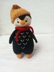 Hand Crochet Funny Penguin Stuffed Toys Animals Knit Amigurumi Gift