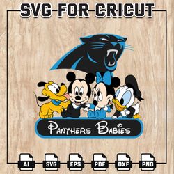 Panthers Babies NFL Svg, Carolina Panthers Svg, Disney NFL SVG, Minnie Mickey, Pluto, NFL Teams, Instant Download