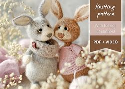 Bunny knitting pattern, amigurumi bunny. PDF tutorial