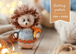Hedgehog knitting pattern, Hedgehog toy, Toy pattern pdf / PHOTO & VIDEO Tutorial / knitted animals