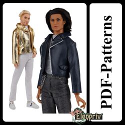 PDF Pattern Leather Jacket for Ken MTM BMR Fashionista doll (no instructions)