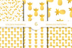 Golden pineapple seamless pattern. Digital Paper.