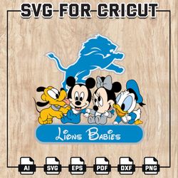Lions Babies NFL Svg, Detroit Lions Svg, Disney NFL SVG, Minnie Mickey, Pluto, Donald Duck, NFL Teams, Instant Download