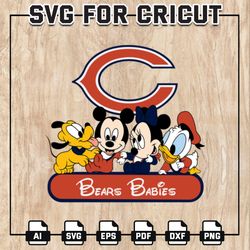 Bears Babies NFL Svg, Chicago Bears Svg, Disney NFL SVG, Minnie Mickey, Pluto, Donald Duck, NFL Teams, Instant Download