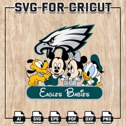 Eagles Babies NFL Svg, Philadelphia Eagles Svg, Disney NFL SVG, Mickey, Pluto, Donald Duck, NFL Teams, Instant Download