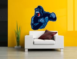 Gorilla Sticker, Ferocious Gorilla, Wall Sticker Vinyl Decal Mural Art Decor Full Color Sticker