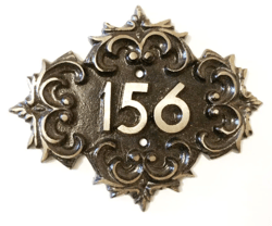 Cast iron door number sign 156 address plaque vintage