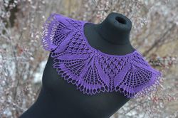 Knitted Lace Collar for women, purple linen collar,