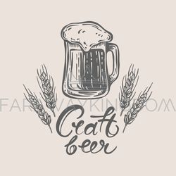 BEER MUG AND LETTERING Craft Drink Vector Illustration Set
