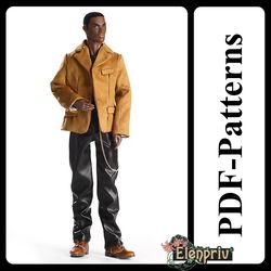 PDF Pattern Suede jacket for Homme Fashion Royalty doll (no instructions)