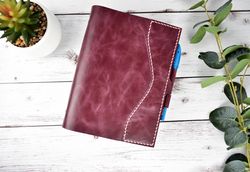 A5 leather 6 ring binder journal
