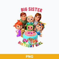 Big Sister Of The Birthday Girl PNG, Cocomelon Birthday PNG, Cocomelon Family PNG