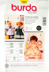 Digital Vintage Patterns Burda 7469 Clothes for Dolls 12-14 inches (30-35 cm.)