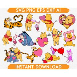 Winnie Valentine svg, Winnie Valentine png, Winnie svg, winnie the pooh svg, pooh clip art, winnie printable, winnie val