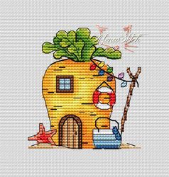 Carrot. Fairytale houses. Cross stitch pattern pdf & css