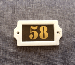 Plastic Soviet door number sign 58 address room plate vintage