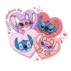 Stitch And Angel Valentines Png, Happy Valentine's Day Png, Magical Heart Valentines Png, Xoxo Valentines Png