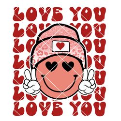 Love You Png, Smiley Face Png, Valentines Day Png, Retro Valentine Png