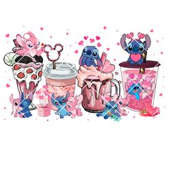 Lilo And Angel Latte Drink Png, Happy Valentines Day Png, Valentine Coffee Png