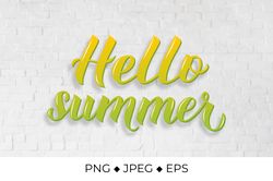 Hello summer calligraphy lettering sublimation design