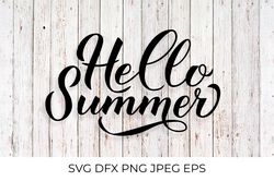 Hello summer calligraphy hand lettering SVG cut file