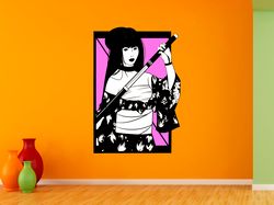 Samurai Girl Sticker, Japanese Martial Art, Wall Sticker Vinyl Decal Mural Art Decor Full Color Sticker