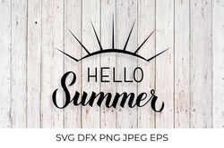 Hello summer calligraphy hand lettering  SVG cut file
