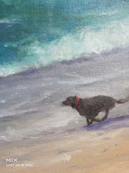 Original oil painting Free  painting Dog painting Painting as a gift Bright painting seascape