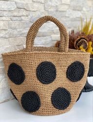 Straw bag Braided Straw Bag Crochet Straw Bag