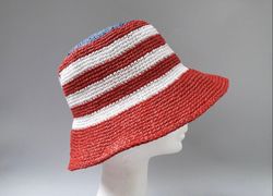 Crochet summer hat raffia, straw hat, handmade straw hat