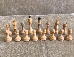 Soviet wooden chess pieces - Russian Oredezh small model vintage chessmen