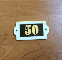50 number sign plastic vintage apartment address plate
