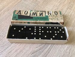 Soviet black tiles domino vintage, Old carbolite dominoes USSR