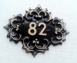 Melal cast iron 82 address number vintage door plaque