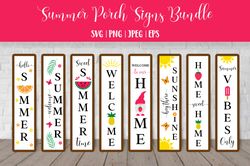 Summer Porch Sign SVG Bundle. Seasonal vertical front signs