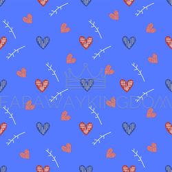 BLUE HEART Valentine Day Seamless Pattern Vector Illustration
