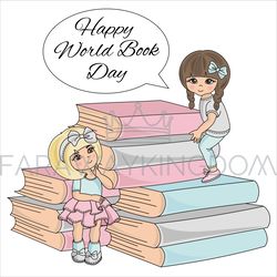BOOK CHILD World Book Day Children Vector Illustration Set