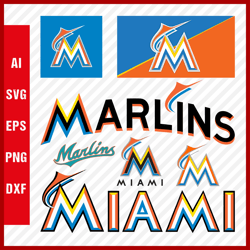 Miami Marlins SVG Files - Marlins Logo SVG - Miami Marlins PNG Logo, MLB Logo, Clipart Bundle