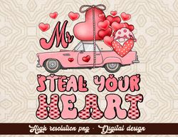 Mr Steal Your Heart, Retro gnome png file, boys youth shirt design, Gnome in Love car, valentine treat bag png, digital