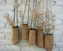 Jute Crochet hanging basket for fall | hanging basket for dried flowers | jute hanging basket for fall home decor | jute