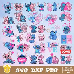 Stitch and Angel Valentine SVG, Disney Valentine SVG, Disney SVG, Valentine SVG, Clipart, Cut Files, Digital Download