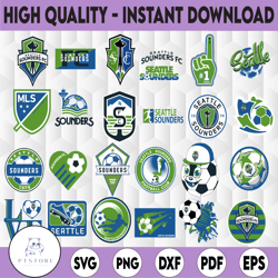 25 Files MLS Logo Seattle Sounders FC, Seattle Sounders FC svg MLS Bundle Svg, MLS Team svg, Soccer Logo