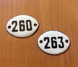 Small enamel metal vintage address number sign 260 263 apt door plates