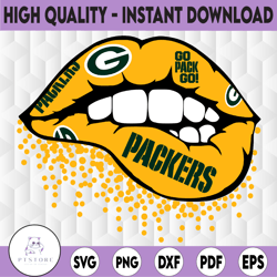 Green Bay Packers Inspired Lips png File Sublimation Printing, Sublimation Football /NFL