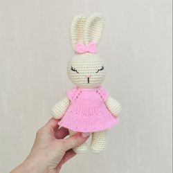 bunny bear snowman rabbit toy amigurumi crochet  gift for baby girl boy bunny in clothes and bow amigurumi doll easter